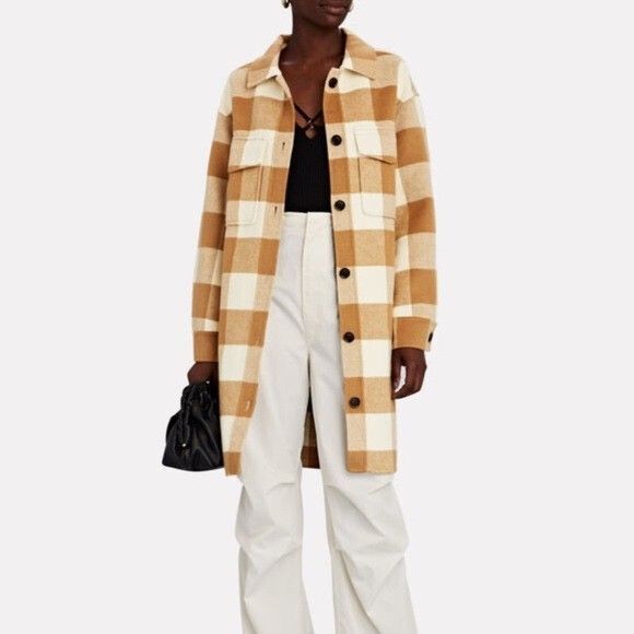 Rails Women's Jaro Plaid Long Shacket Coat size S  Wool Blend - Picture 1 of 10